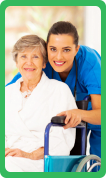 Caregiver smiling with her patient