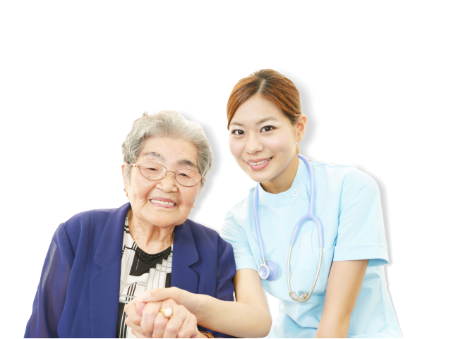 Caregiver hugging old an old woman